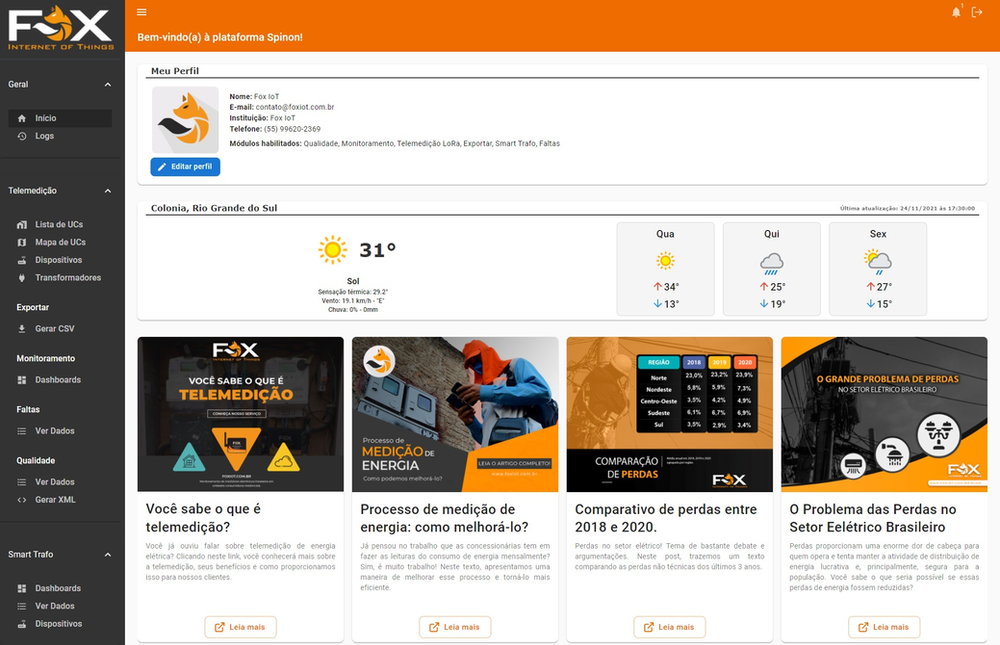 Início da plataforma Spinon